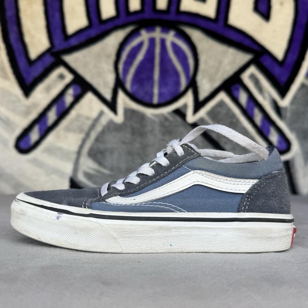Size 1y - VANS Old Skool Shoes Navy Blue Suede/Canvas Kids Youth
